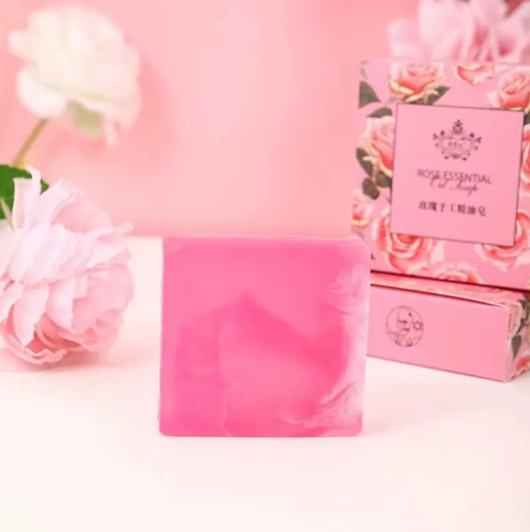 Wholesale Natural Plant Essence Handmade Pink Red Color Transparent Soap Flower Essential Oil Soap White Label Manufacturer